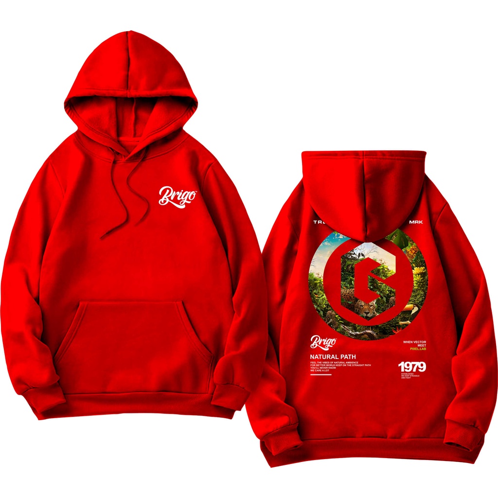 BRIGO Jumper Hoodie NATURAL PATH II Sweater Hoodie BRIGO NATURAL PATH  Sablon DTF Fleece Cotton II SIZE M-XXL (Pria &amp; Wanita) Free stiker&amp;Gantungan Kunci