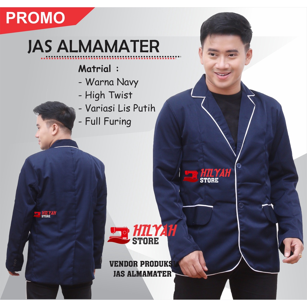 JAS ALMAMATER BIRU DONGKER NAVY LIS PUTIH SEKOLAH OSIS PONDOK PESANTREN JAS ALMAMATER KAMPUS UNIVERS