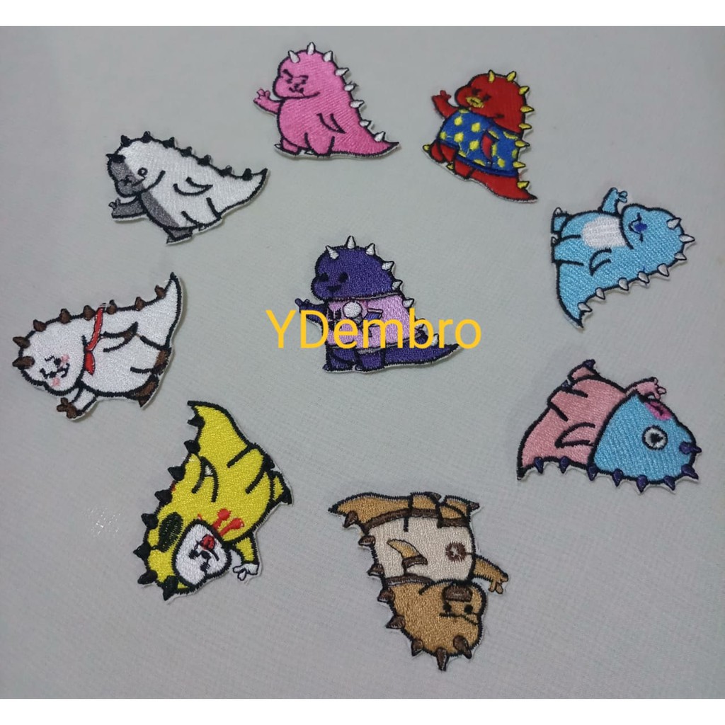 Patch Bordir Karakter Dino BT21 BTS Iron On