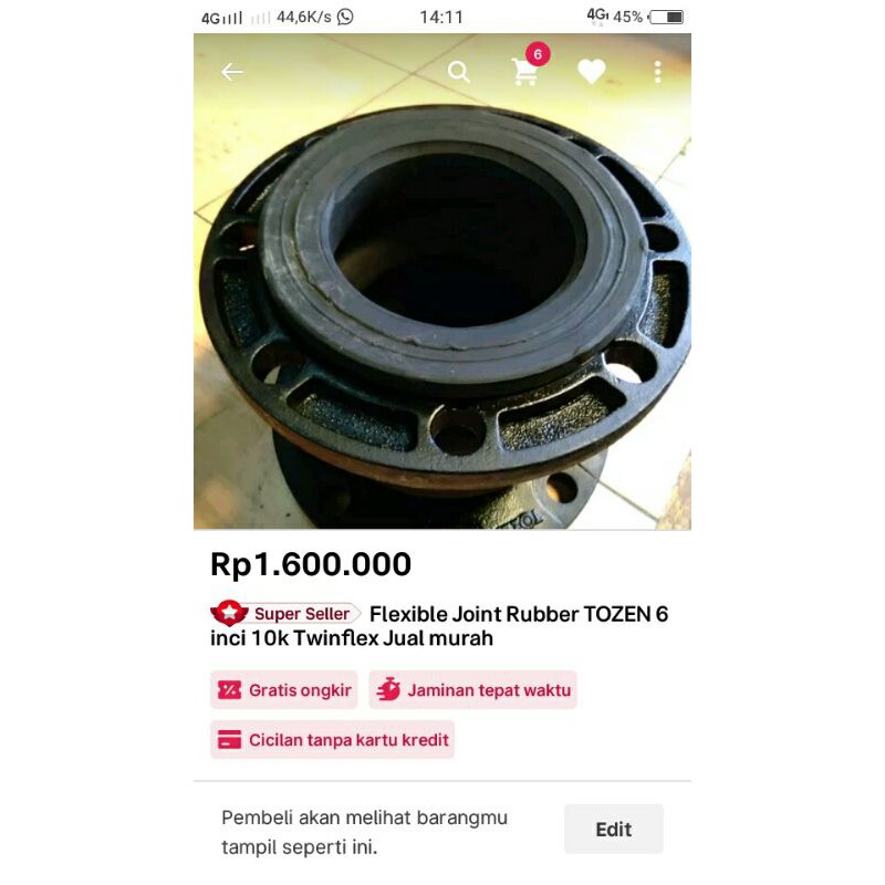 Flexible joint 6 inci Twinflex