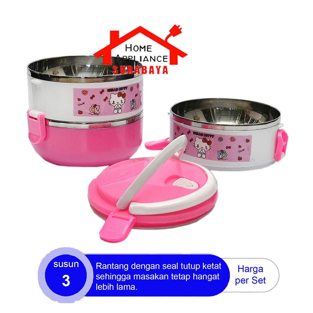 Rantang Tempat Makan KARAKTER Susun 3 - Lunch Box Set Stainless Tingkat 3