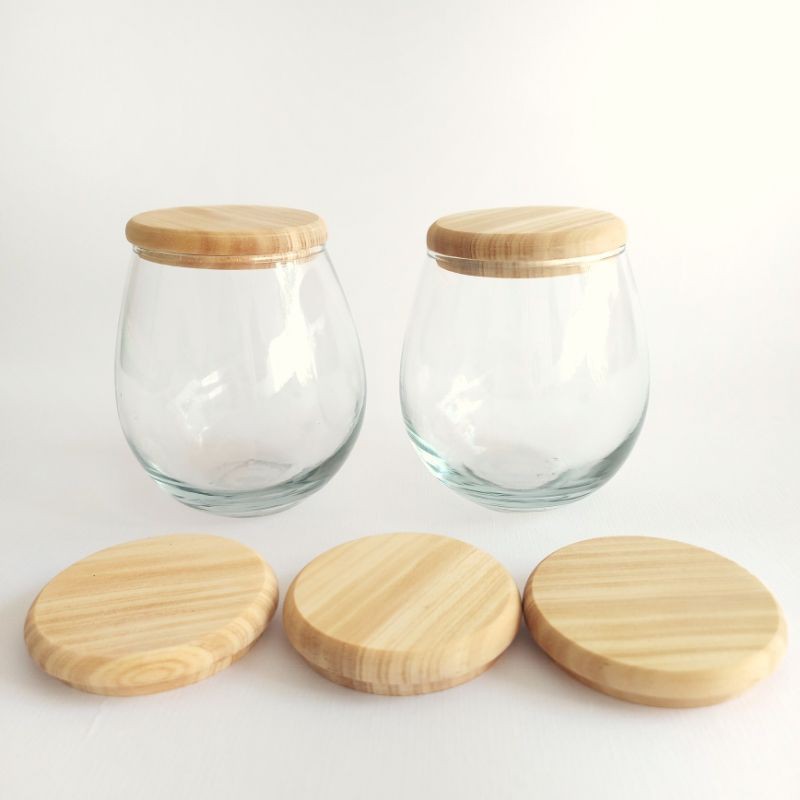HOSÉ JAR GELAS LILIN, DLL (450ml) | BOTOL TOPLES KACA BELING TUTUP KAYU | WOODEN LID JARS