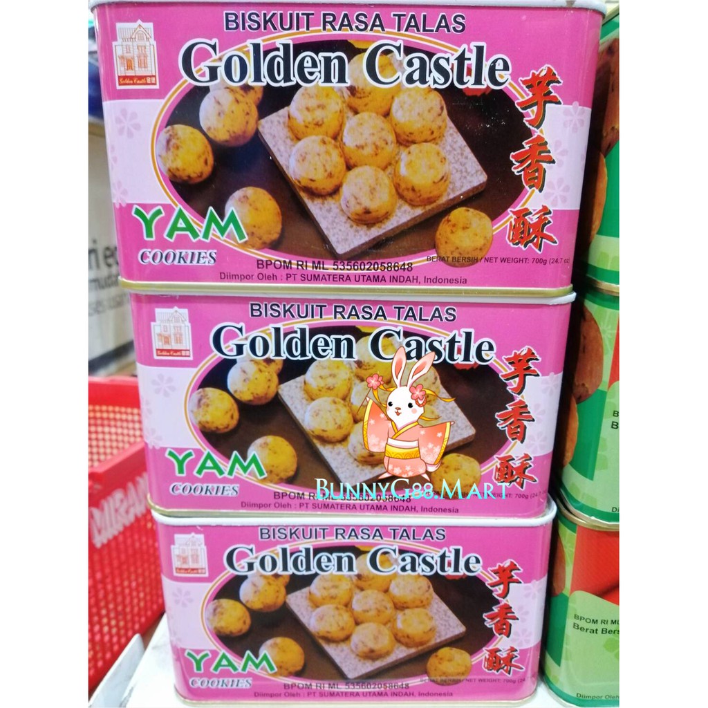 

GOLDEN CASTLE COOKIES 700G/ TARO BISCUIT/ BISKUIT UBI KELADI/ KUKIS TALAS/ YAM CRACKER