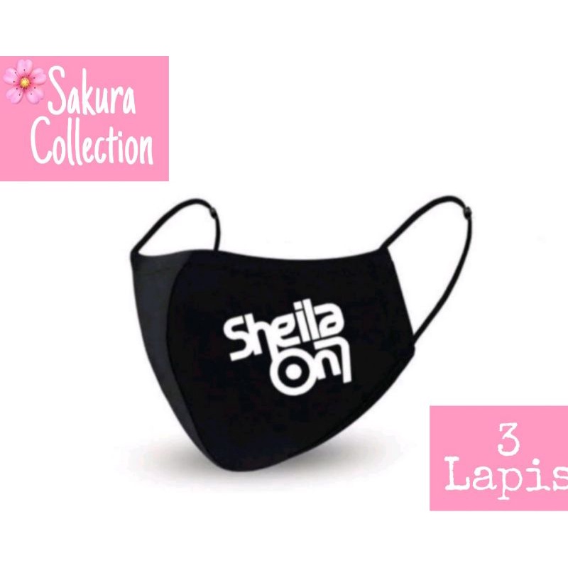 masker kain 3 ply hitam Band SHEILA ON 7 Seven Scuba anak dewasa pria wanita Earloop