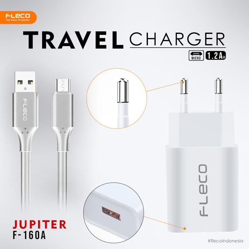 TRAVEL CHARGER FLECO F-160 PLUS JUPITER 1USB 2.1A PROMO SEN