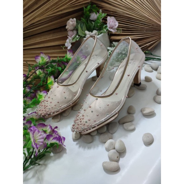 sepatu Akila rosegold tinggi 7cm lancip