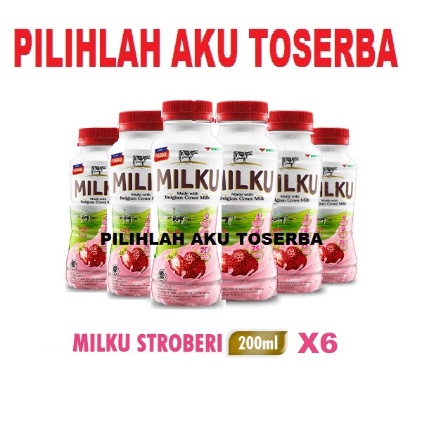 

MILKU Susu UHT Rasa STROBERI 200 ml - (Harga paket isi 6 botol)