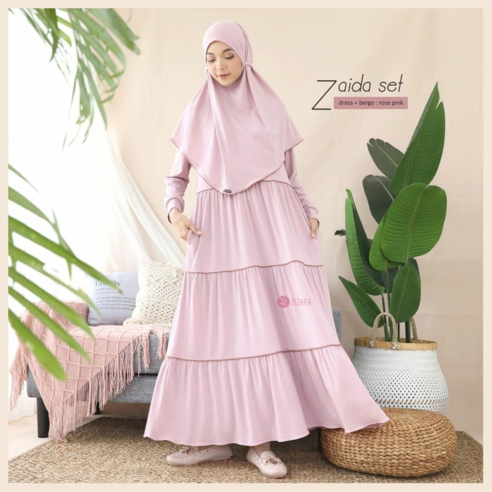 PREMIUM ZAIDA DRESS ROSE PINK ZIZARA GAMIS POLOS GAMIS SYARI - ROSE PINK, S