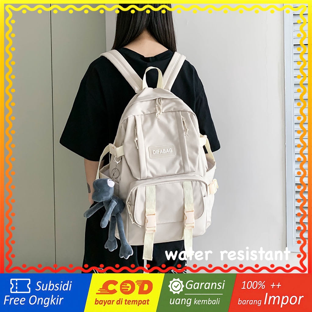 PROMO WYK131 Tas Ransel Wanita Pria Polos Warna Sekolah Kuliah Backpack Impor TKM