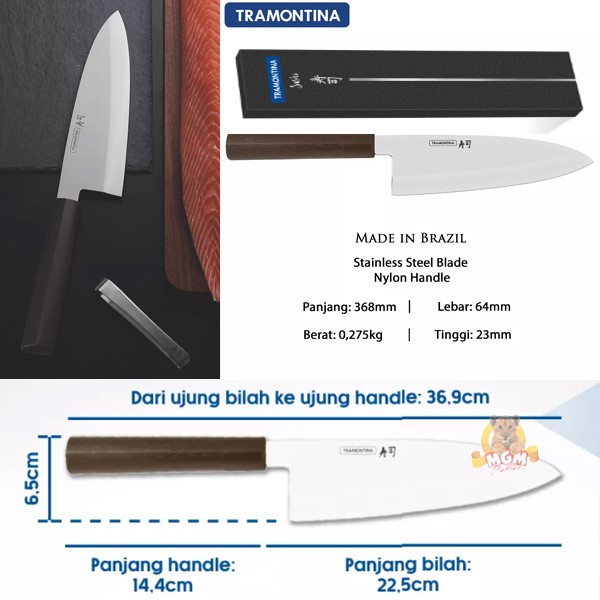 Tramontina Deba 8in Silver pisau sushi line japan precision knife