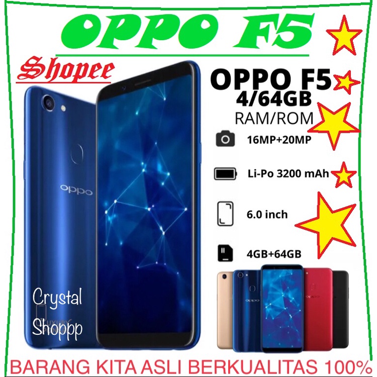 OPPO F5 ORI RAM 4/64GB BARU FULLSET SEGEL GARANSI 1TAHUN