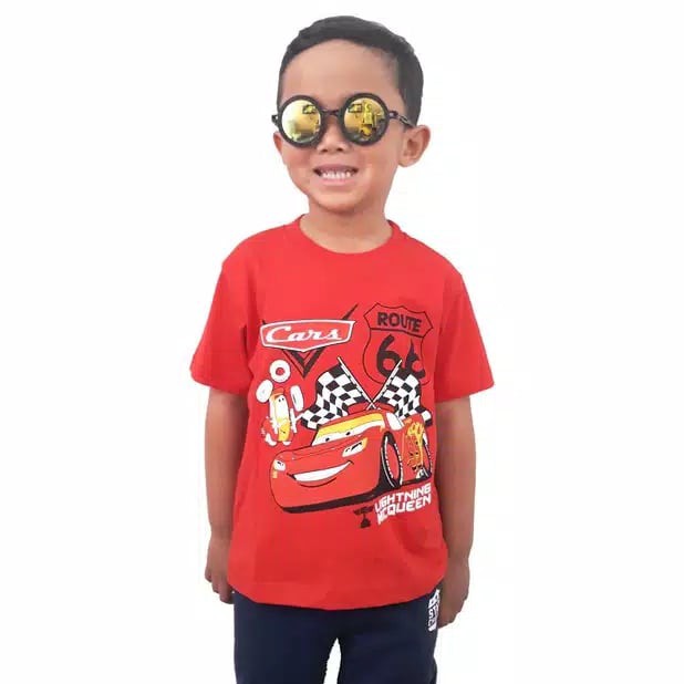 Kaos anak laki - laki motif karakter kartun LIGHTNING MCQUEEN ukuran 2-9 tahun