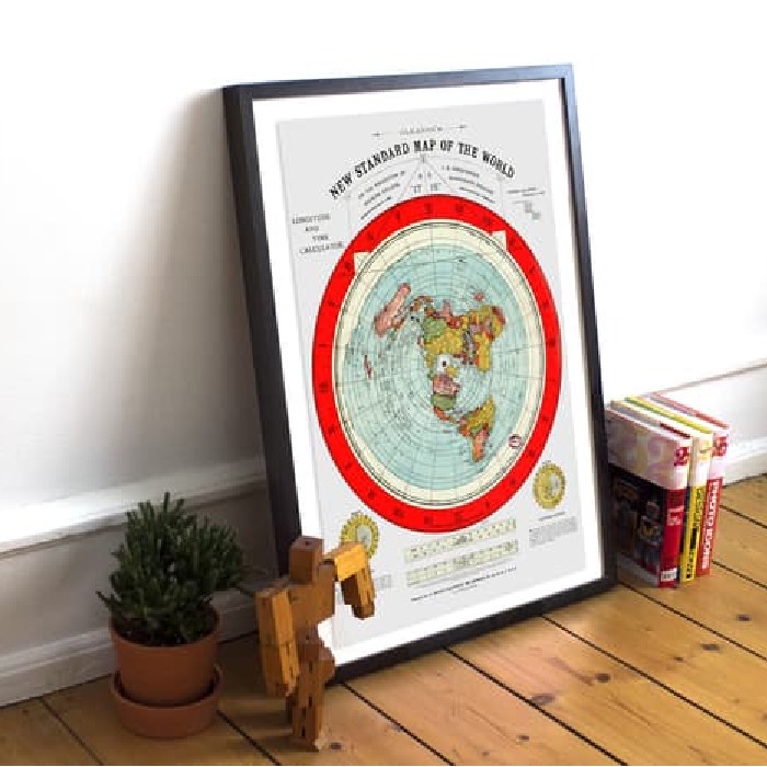 

❤BISA COD❤ Poster Peta Bumi Datar Azimuthal Equidistance (Ukuran A1)