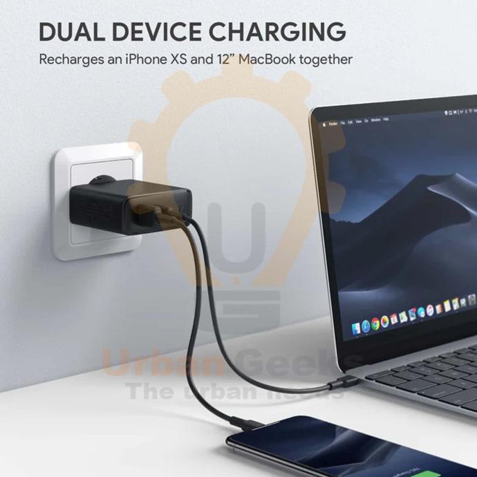 Wow Aukey Charger 2 Port 60W Power Delivery & Dynamic Detect - Pa-D3 Trendi