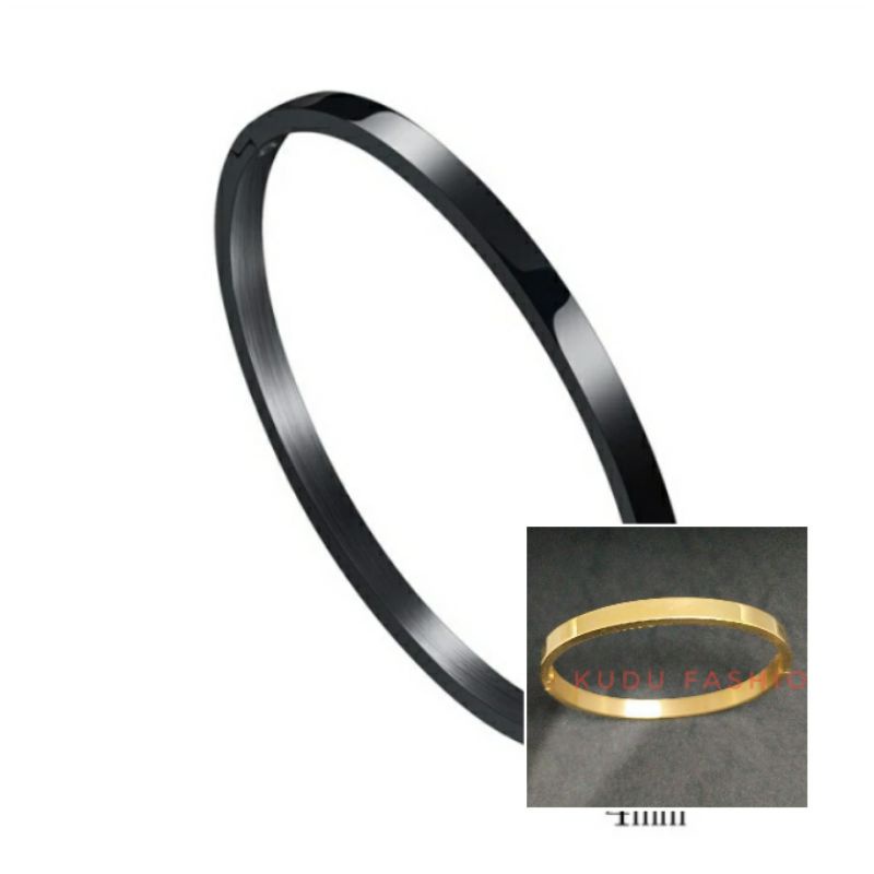 Gelang Titanium Asli HITAM Bangle Black Wanita