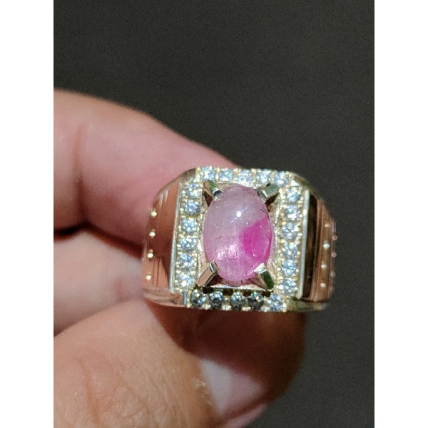 cincin natural ruby belang burma.est ring perak handmade