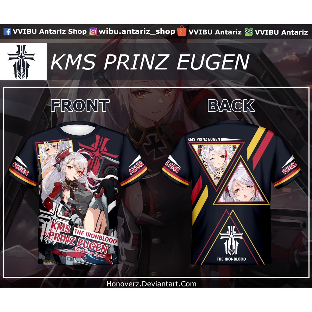 Kaos Fullprint Anime Azur Lane KMS Prinz Eugen