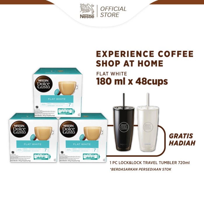 

NESCAFE Dolce Gusto Flat White 3 box + Free Lock&Lock Travel Tumbler