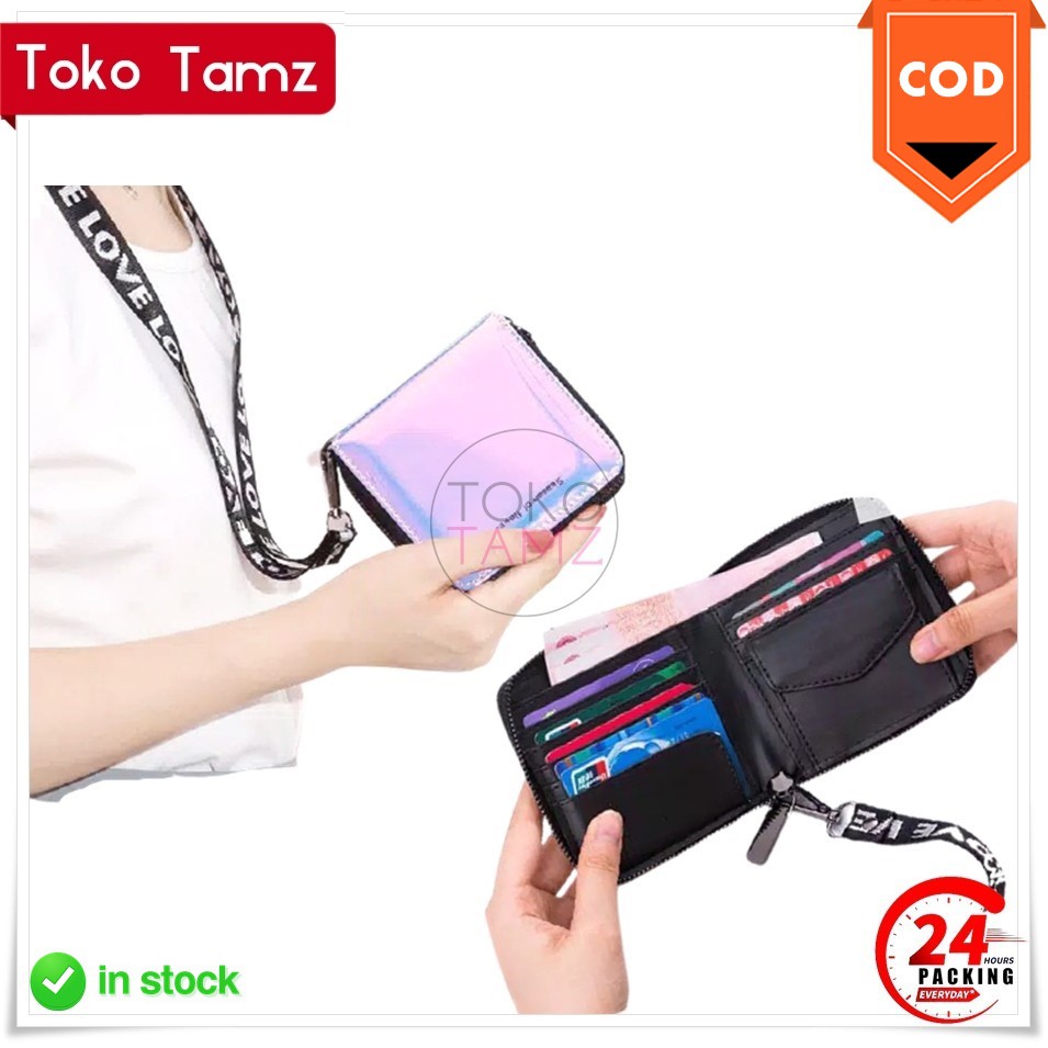 COD MAKASSAR Dompet Tali Resleting Lipat Kilap Glossy Ready Online Shop Dagang Toko Tamz Shopee