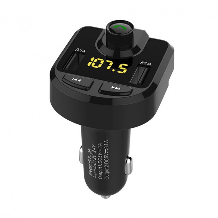 BT36 Bluetooth Hands-free Car Kit FM Transmitter 3.1A USB Port Charger