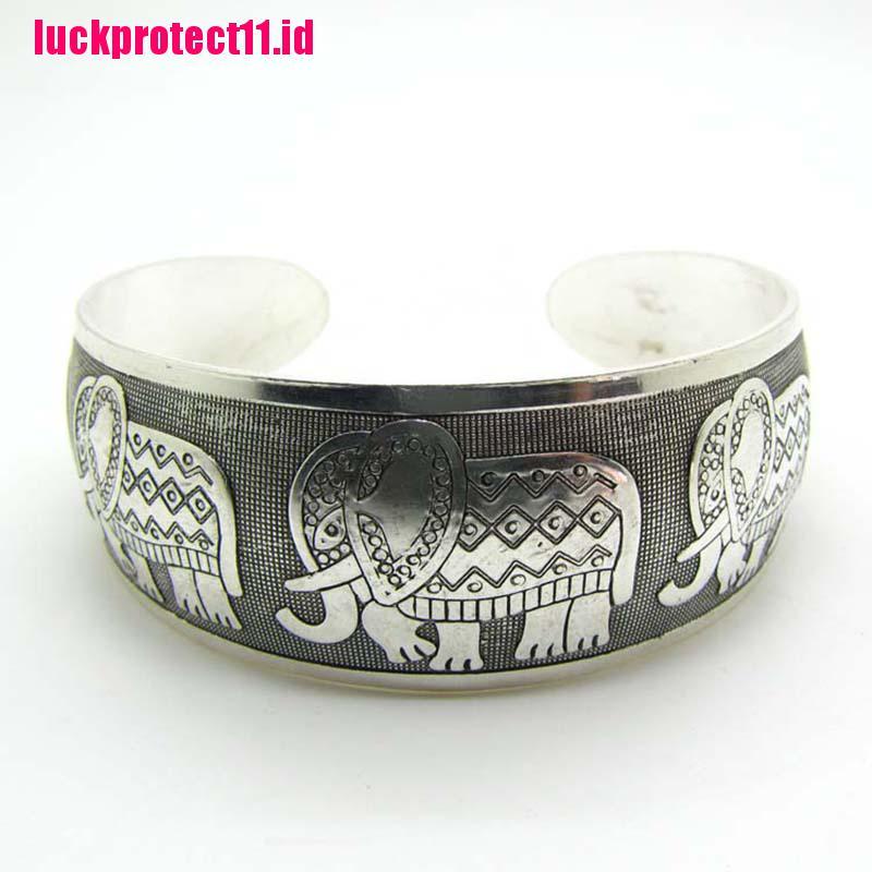 (LUCK) Gelang Tangan silver Tibet Motif Totem Untuk Wanita