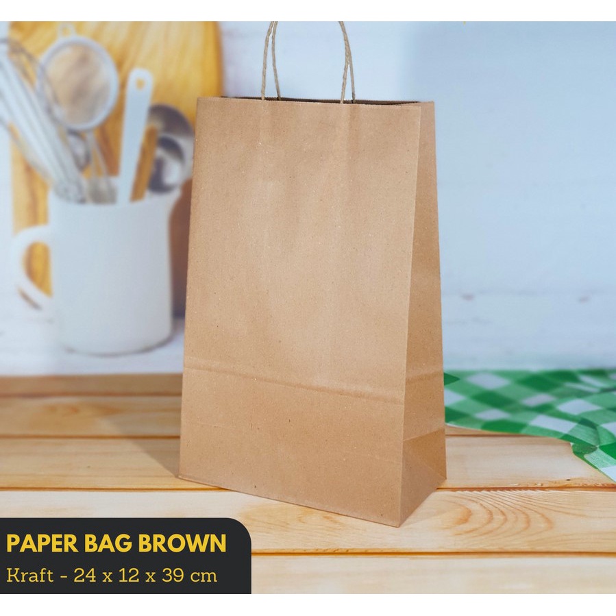 

Kantong Tas Kertas Shopping Paper Bag Kraft Polos 24 x 12 x 39 cm