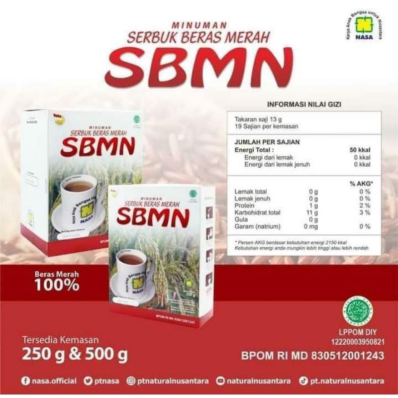 

SBMN (serbuk beras merah NASA) kemasan 250 gr original