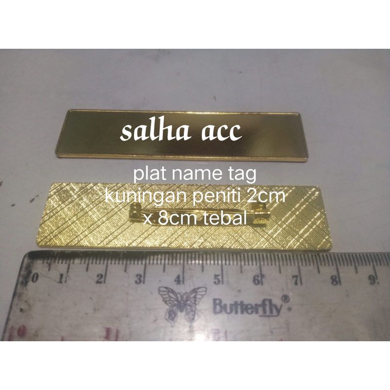 

plat papan name tag kuningan peniti tebal-1pcs