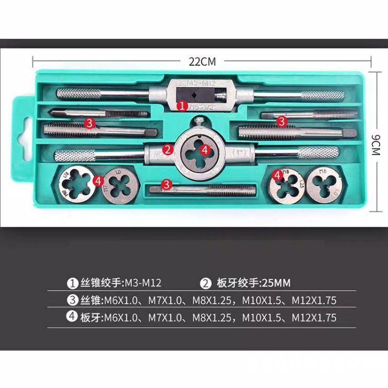 HAND TAP SNEI TAP ULIR/ alat pembuat drat dalam luar isi 12 pcs