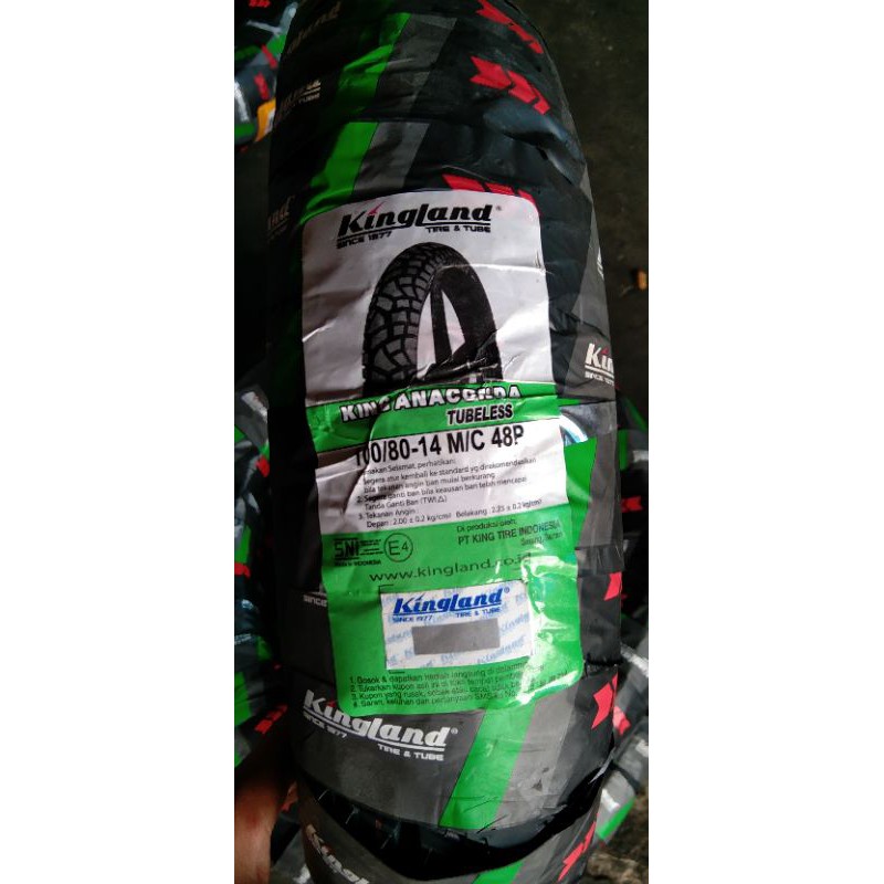 Ban Luar Kingland 100/80-14 Tubeles