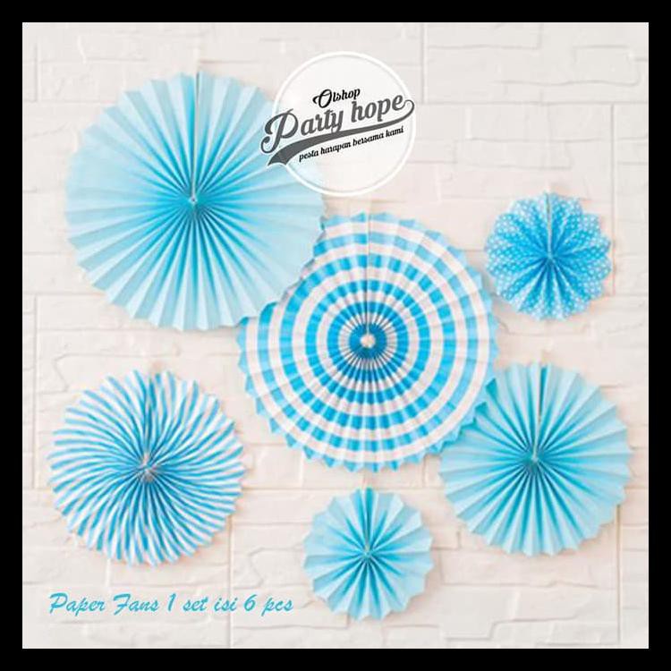 

Paper Fan / Paper Fans Dekorasi Biru / Paper Fans Bunga Kipas Set Biru