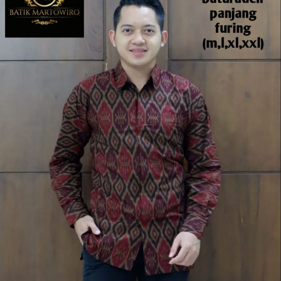 Kemeja Batik Pria Batik Lengan Panjang Lapis Furing ASMORO PANJANG Baju Batik Lengan Panjang Pria