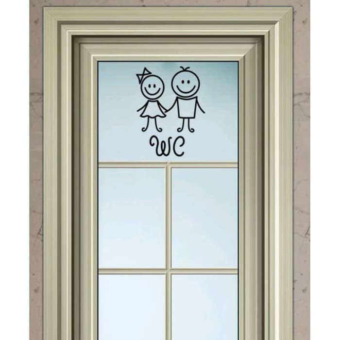 Wall Sticker / Stiker Dinding / Kaca Motif Sepasang Anak Kecil "WC"