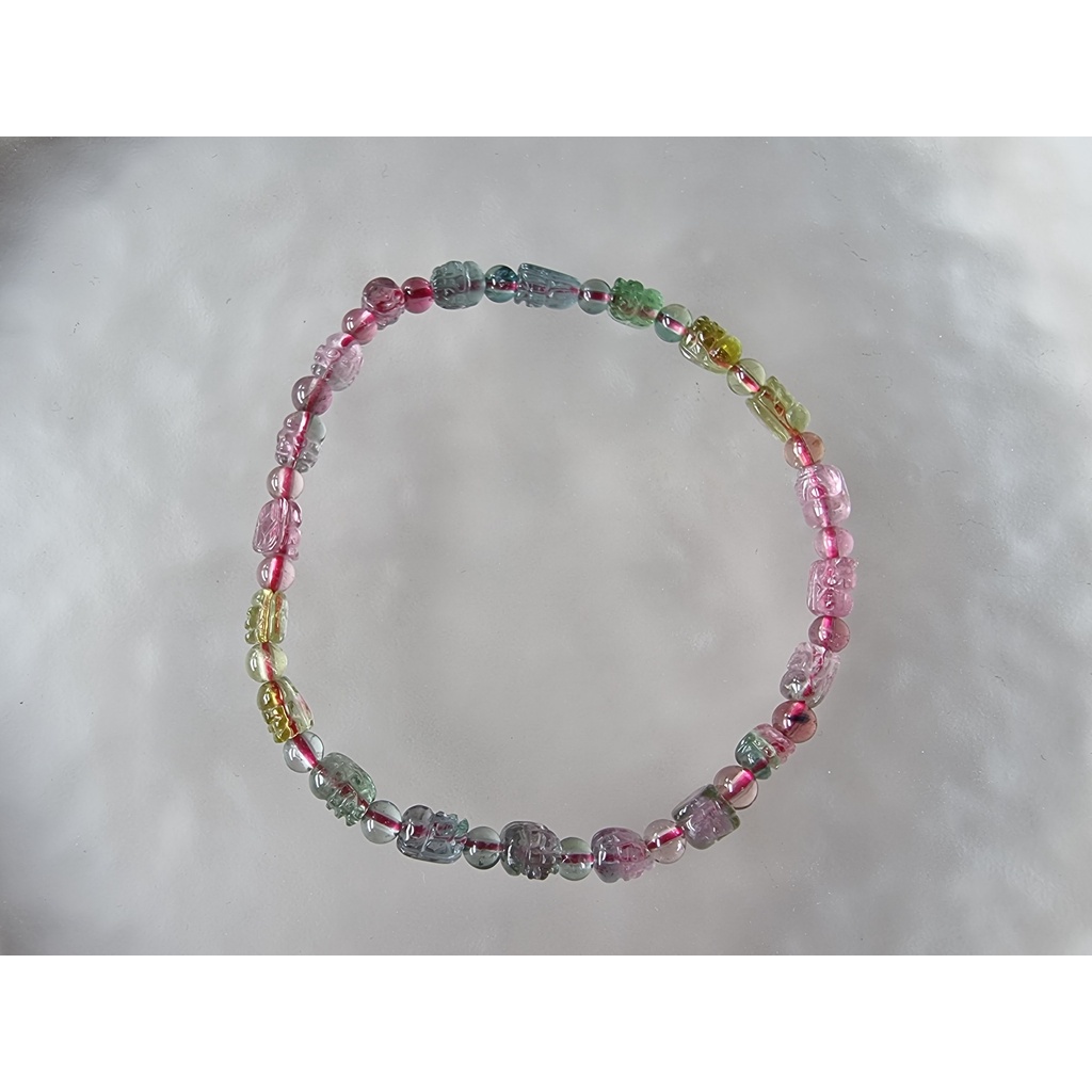 Gelang Batu Candy Rainbow Tourmaline Natural PiXiu Super 7x5mm C884