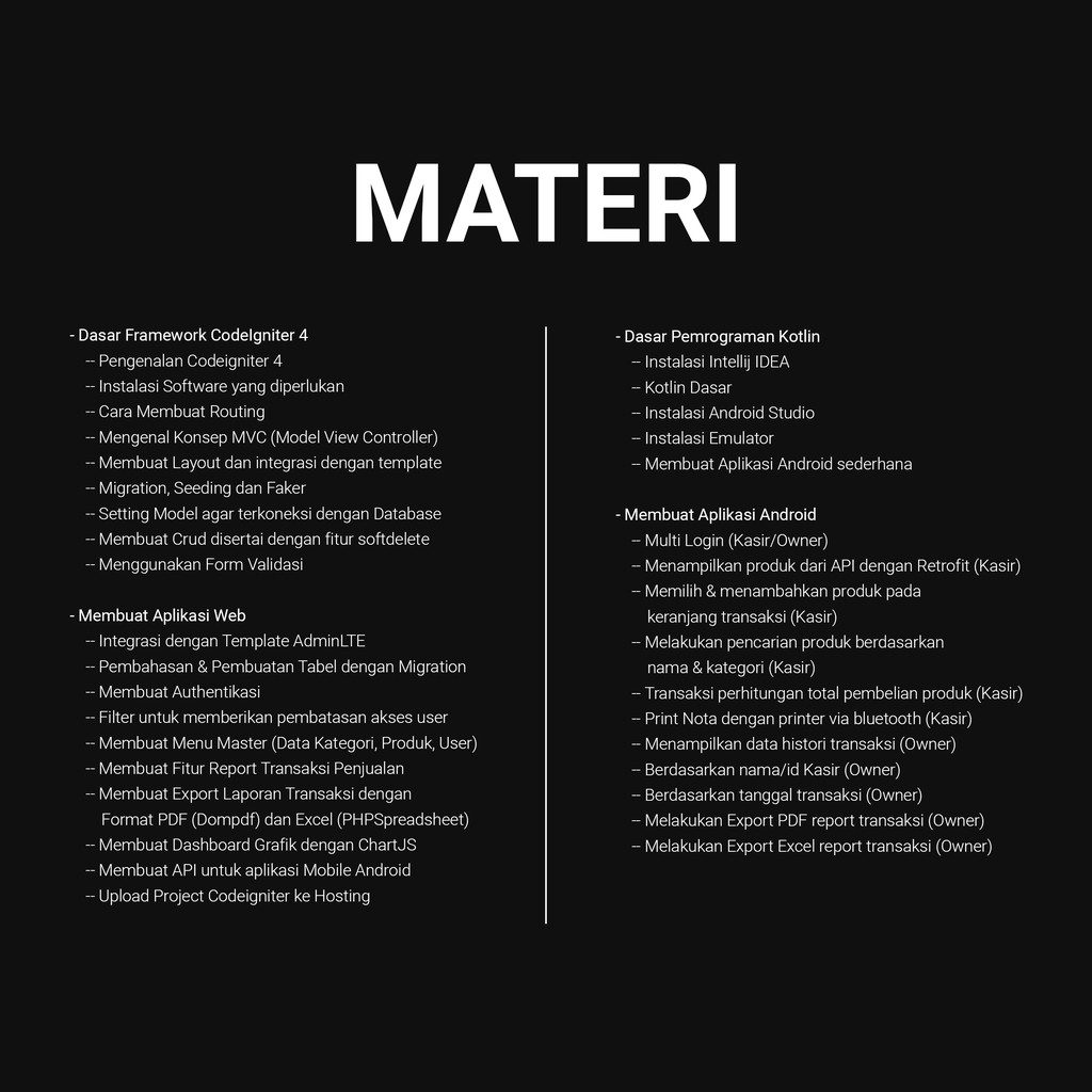 Membuat Aplikasi Kasir Video Kursus Pemrograman Web Dan Android Shopee Indonesia