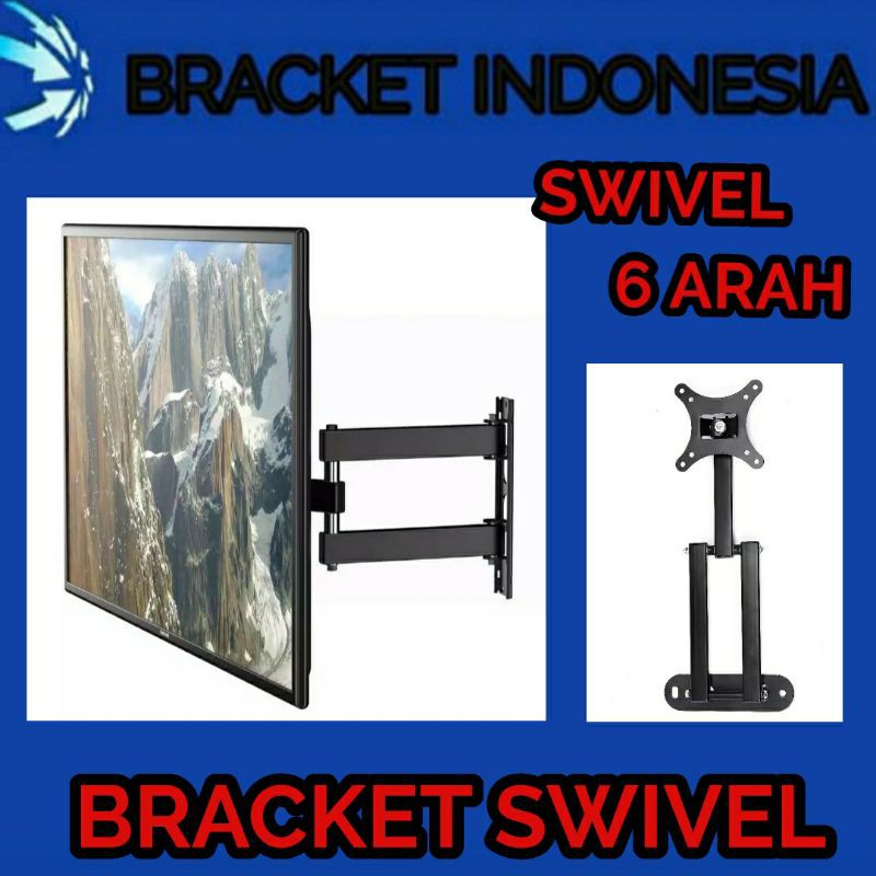 Bracket TV bracket monitor 24 22 20 19 17 15 inch Swivel 6 arah Bahan tebal