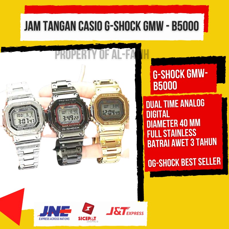 JAM TANGAN CASIO G SHOCK G-SHOCK GMW - B5000DIGITAL RANTAI STAINLESS