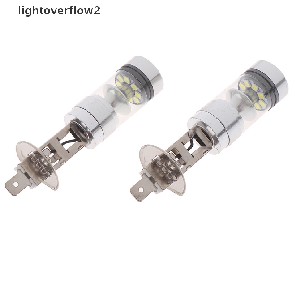 (lightoverflow2) 2pcs Lampu Depan Mobil LED H1 100W high power 6000K 1000LM Warna Putih