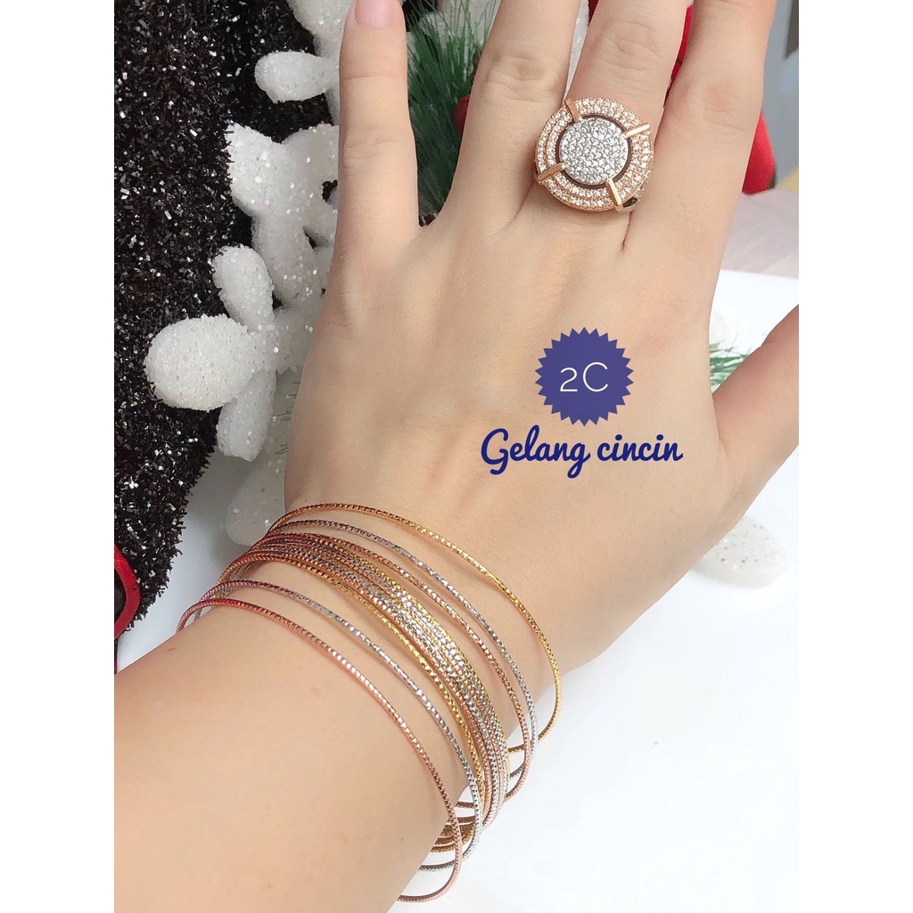 (NOV) TERMURAH Set Perhiasan Lapis Emas Xuping Gelang RIng Keroncong Cincin Permata MIx Silver Gold 