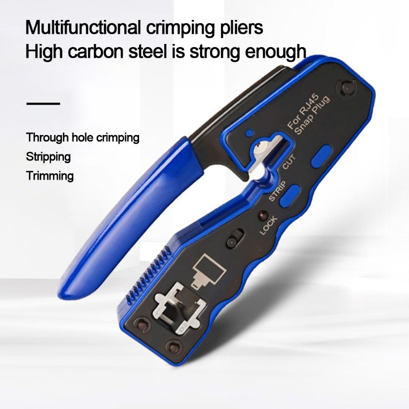 Btsg RJ45 Crimp Tool Pass Melalui Strip Dan Crimps Crimping Presisi Tahan Lama