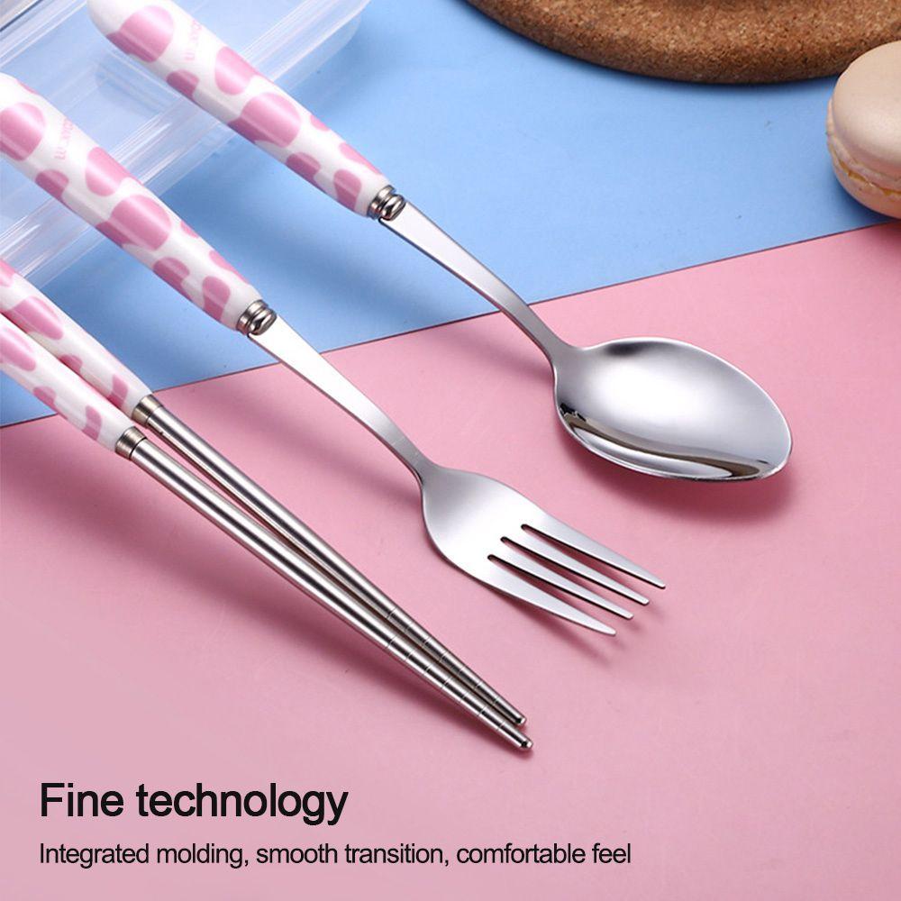 Preva Cutlery Set Anak Motif Sapi Stainless Steel Gagang Keramik Set Alat Makan