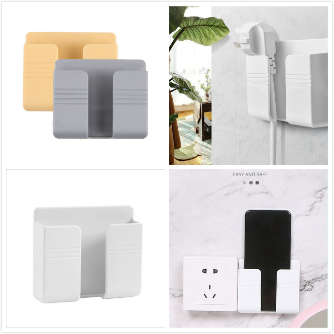 【COD Tangding】Charging Multifunction Holder Stand Remote Control Mobile Phone Plug Holder Wall Mounted Storage