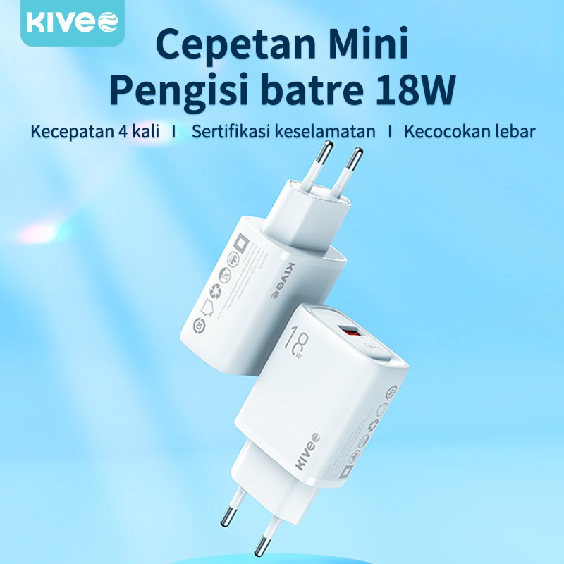 KIVEE charger oppo xiaomi Samsung fast charging 18w Quick 3.0 kepala charger original Wall Charger 3.1A 1 tahun garansi-2
