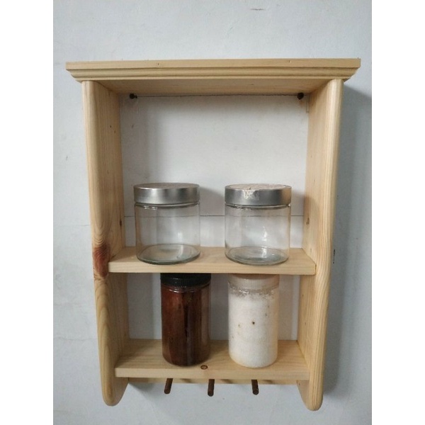 Rak Bumbu Dapur Serbaguna /Rak Bumbu Dapur Kayu 3 Tingkat