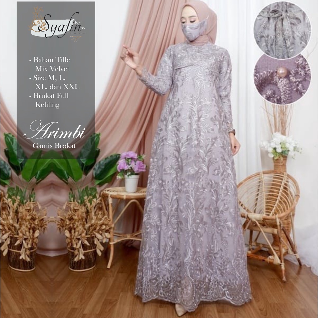 SYAFIN FASHION - GAMIS MAXI FULL BRUKAT KEBAYA MODERN BAHAN MAXMARA KOMBI BRUKAT / GAMIS MEWAH / GAM