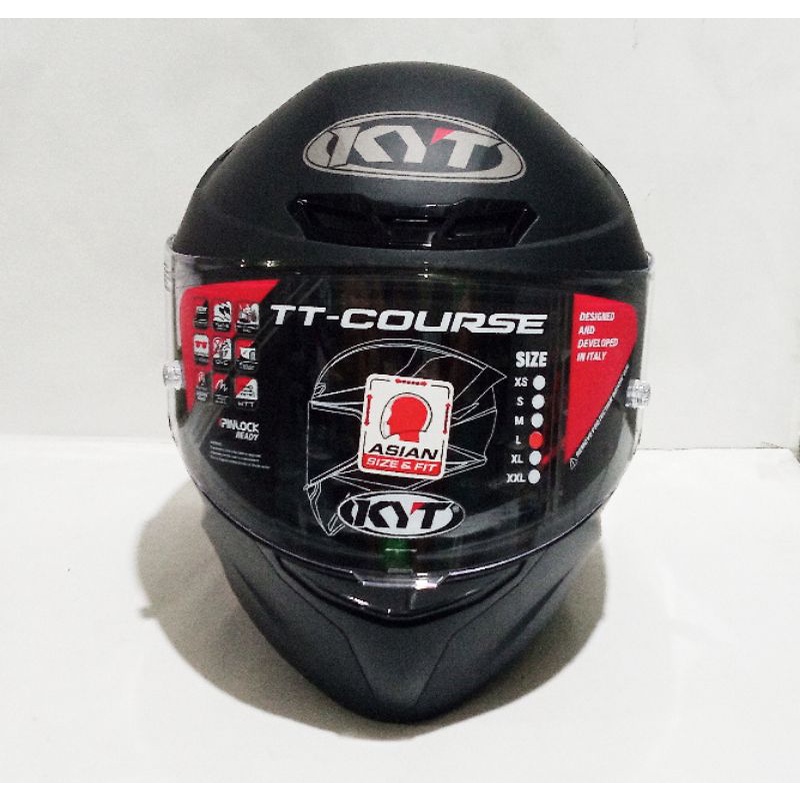 Helm KYT TT Course black doff / tt course hitam doff