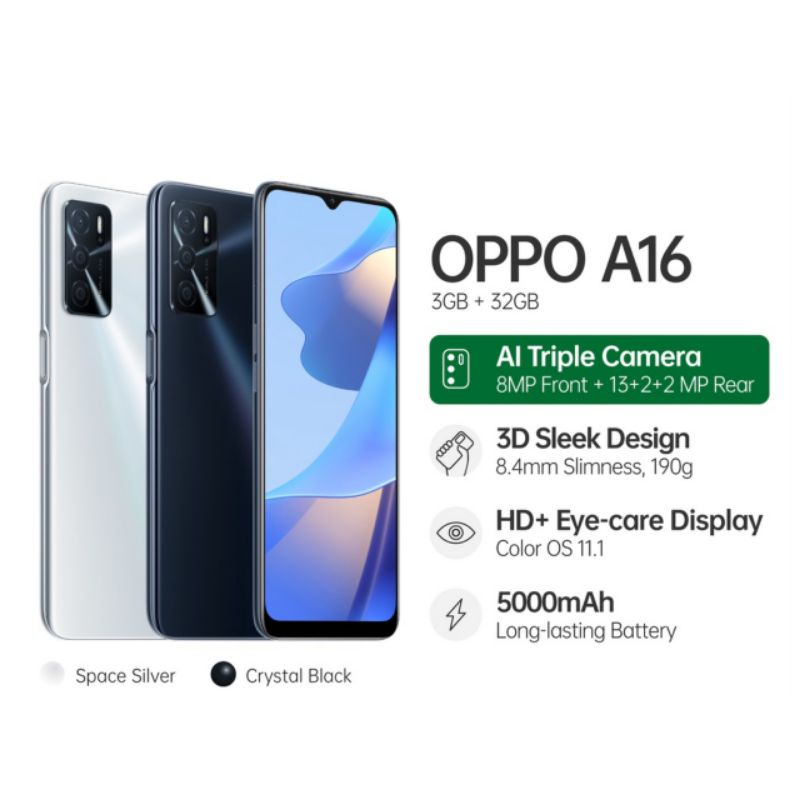 OPPO A16 RAM 3/32 GB | A16 RAM 4/64 GB | A16k A16e A17k GARANSI RESMI OPPO INDONESIA