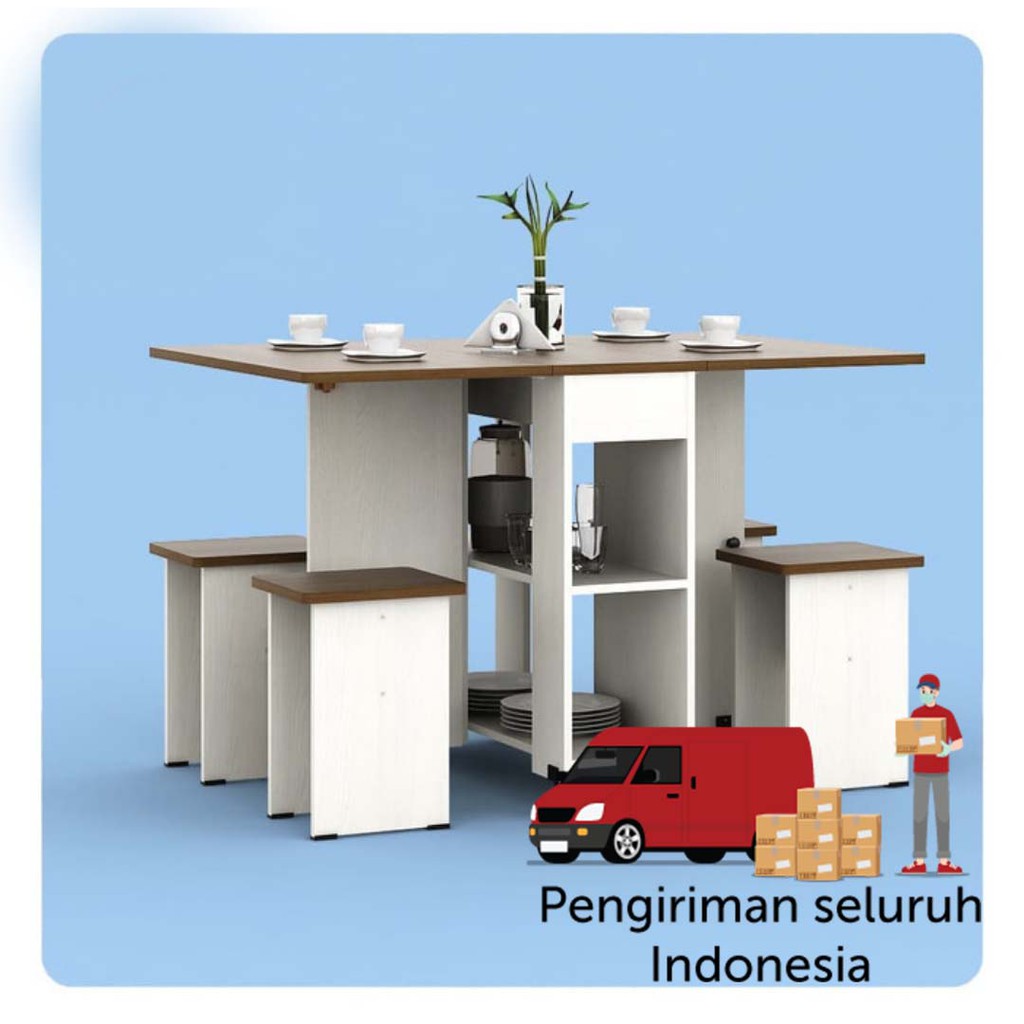 Meja makan minimalis kursi 4 mungil apartemen allison LuAR Meja makan minimalis kursi 4 mungil apartemen allison LuAR
