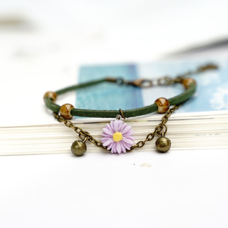 MURMURE.ID | JAM TANGAN ANALOG PRIA WANITA MODEL BULAT MINI BAHAN IMITASI IMPORT MURAH FW002-GELANG BUNGA B