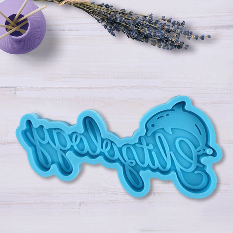 Glitter Dolphin Alphabet Letters Keychain Epoxy Resin Mold Jewelry Pendant Decorations Silicone Mould DIY Crafts Casting Tool